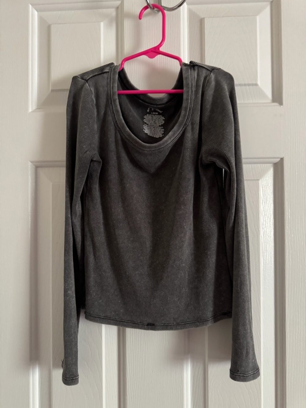 art class Charcoal Gray Ribbed Long-Sleeve Scoop Neck Tee